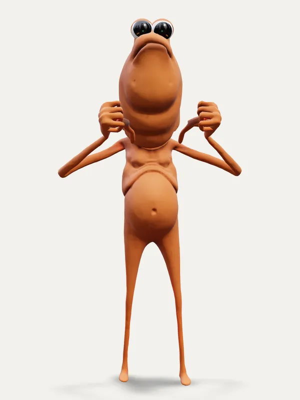 Marcus the Worm starting to clench his fists, frowning: rung two of his irritation ladder