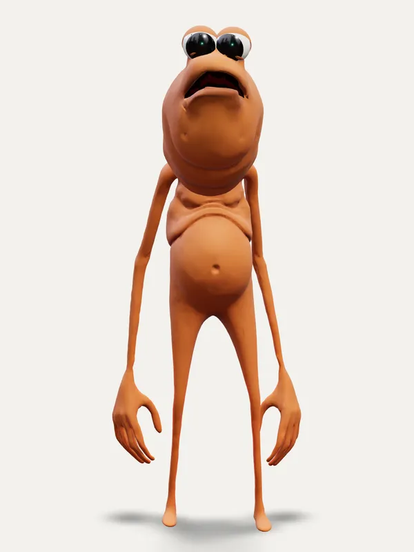 Marcus the Worm looming over the viewer with his mouth wide open and a heavy frown: rung four of his irritation ladder