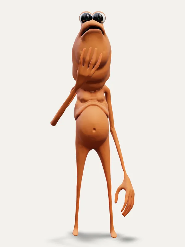 Marcus the Worm with one hand on his chest, sincerely declaring that he is a sardine